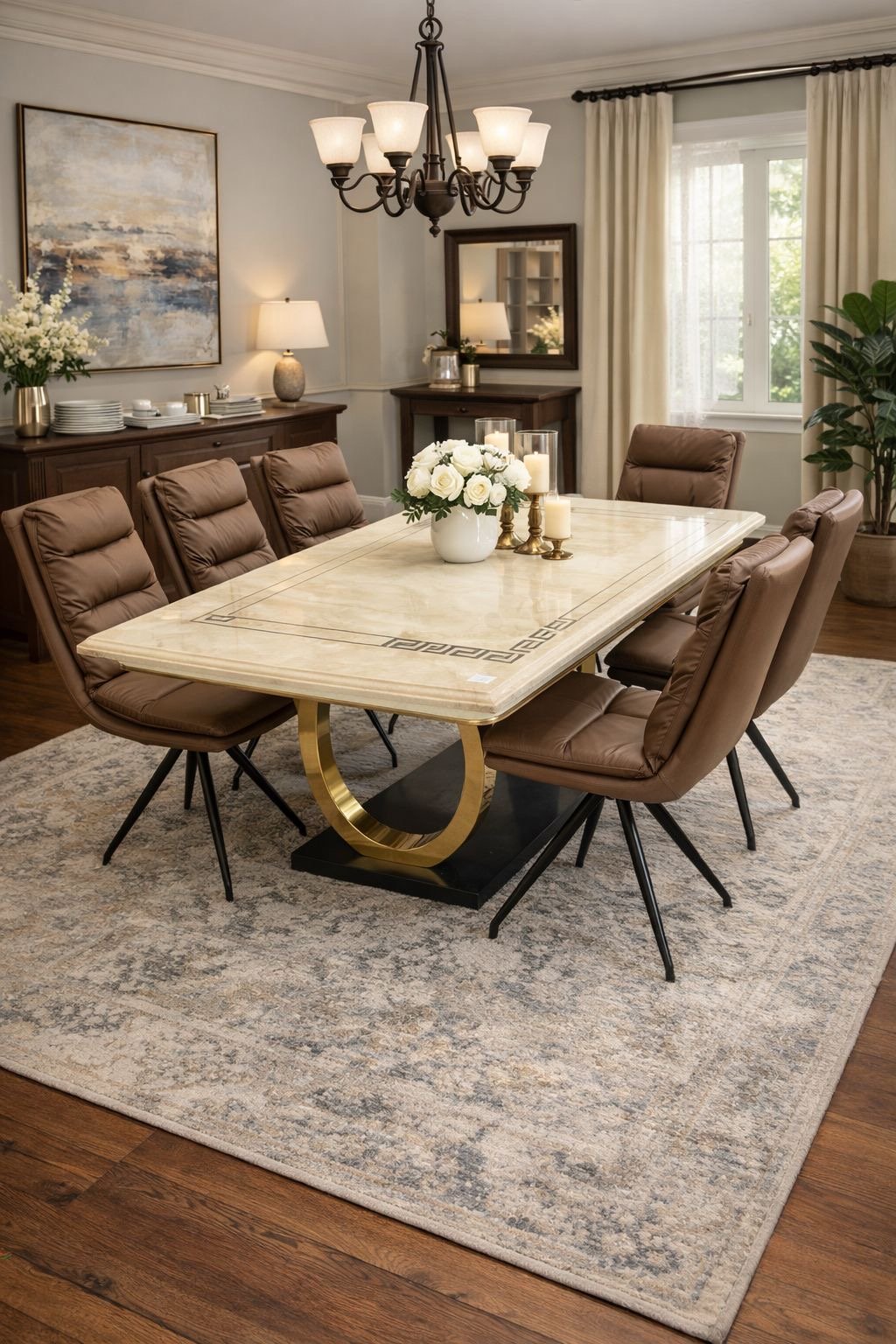 Imperial Luxe 6-Seater Marble Dining Set