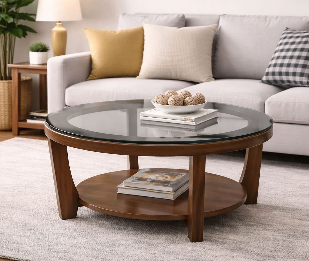 ROUND GLASS TOP CENTRAL TEPOY