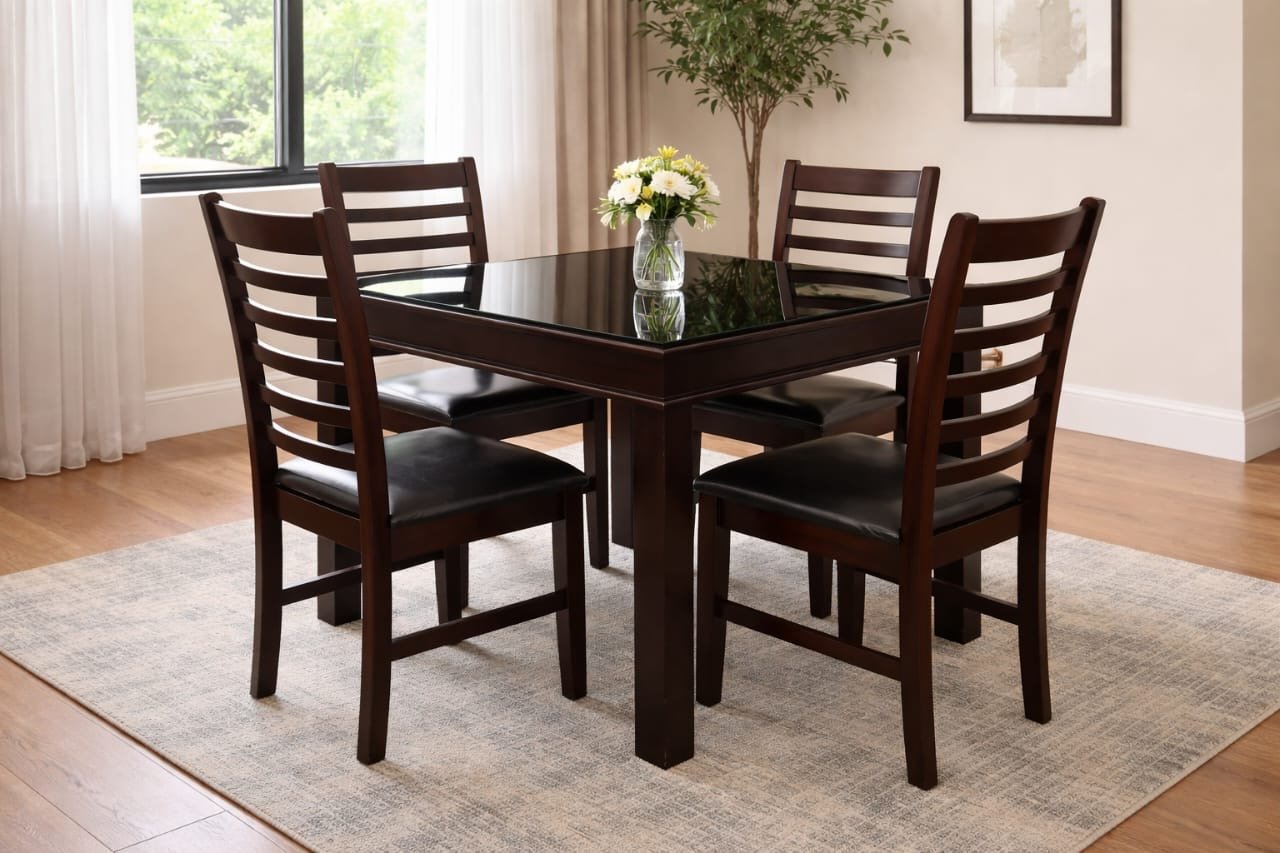 Astra Ladder-Back 4-Seater Glass Dining Set”